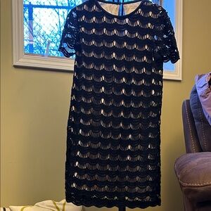 Kate Spade Black Scalloped Lace Mini Dress